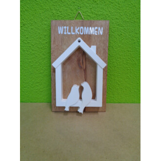 Willkommenschild mit Vögeln