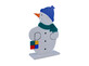 Schneemann mit Mütze und grünen Schal