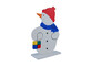 Schneemann mit roter Mütze und blauen Schal