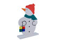 Schneemann mit roter Mütze und grünen Schal
