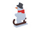 Schneemann auf Schlitten mit Zylinder und roten Schal